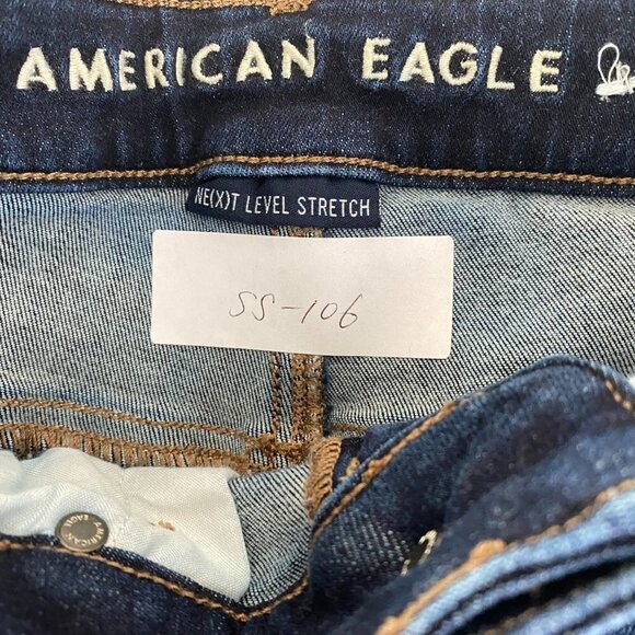 American Eagle Hi Rise Shortie Denim Shorts Distre - Picture 2 of 5